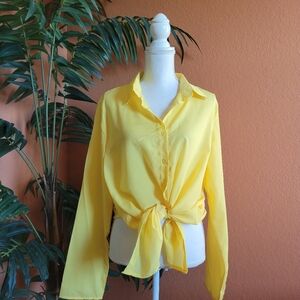 3/$25 NWT Just Fashion Now Button Down Top Blouse Yellow XL